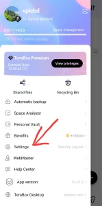 click on the settings option