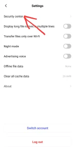 Security center option